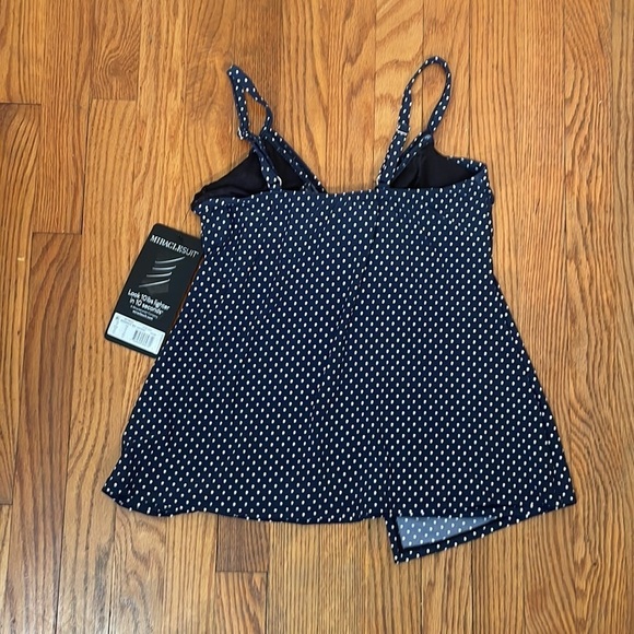 Miraclesuit Pin Point Love Knot Tankini Top Swimsuit midnight blue size 8 NWT - Picture 4 of 10
